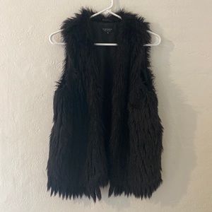 Topshop Black Faux Fur Vest